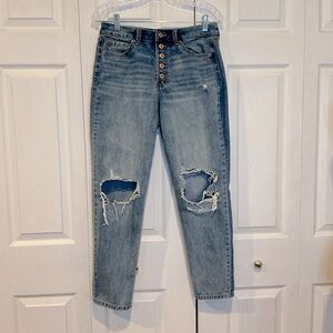 🐸🐸🐸 Rewash Real Curve Mom Distressed Denim Blue Button Fly Jeans - Size 9 / 29